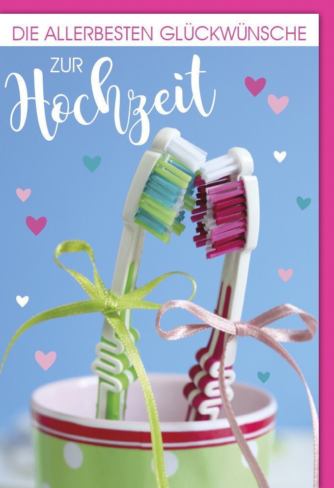 Hochzeitskarte: Ewige Liebe & Glück für das Brautpaar – Herzmotiv, Inkl. passendem Kuvert.