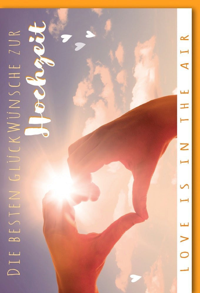 Hochzeitskarte Verlobung & Heirat - Romantisches Herz & Sonnenuntergang Design mit Kuvert