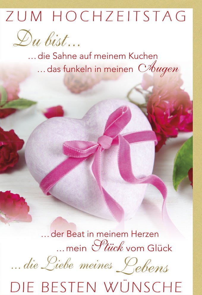 Hochzeitstagskarte: Romantische Liebeserklärung – Herz & Kuchenmotiv für Paare, inkl. Kuvert. Zuneigung & Wertschätzung.