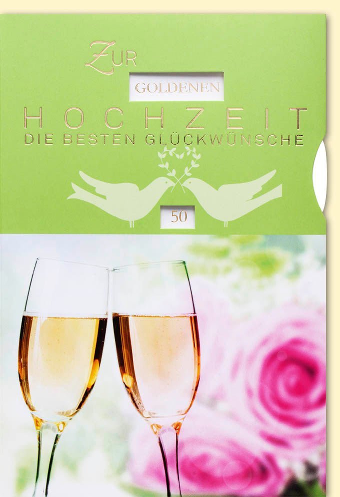 Glückwunschkarte Hochzeit Jubiläum - Elegante Gratulation mit Drehscheibe, Sektgläser & Blumen für besondere Momente