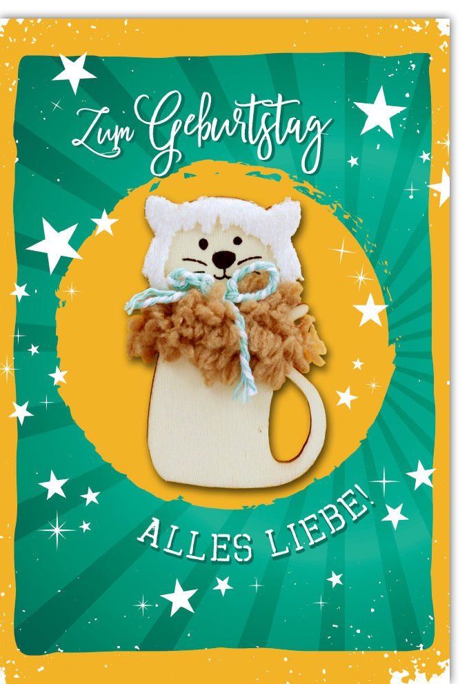 Geburtstagskarte mit passendem Kuvert – Applikation & liebevolle Glückwünsche für besondere Momente, herzerwärmendes Design
