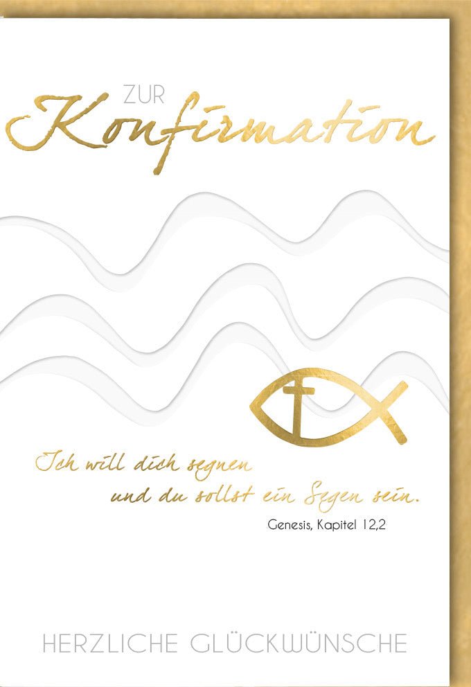 Konfirmationskarte Modern & Elegant mit Segensspruch – Folien- & Blindprägung auf Naturkarton, inkl. farblich passendem Kuvert