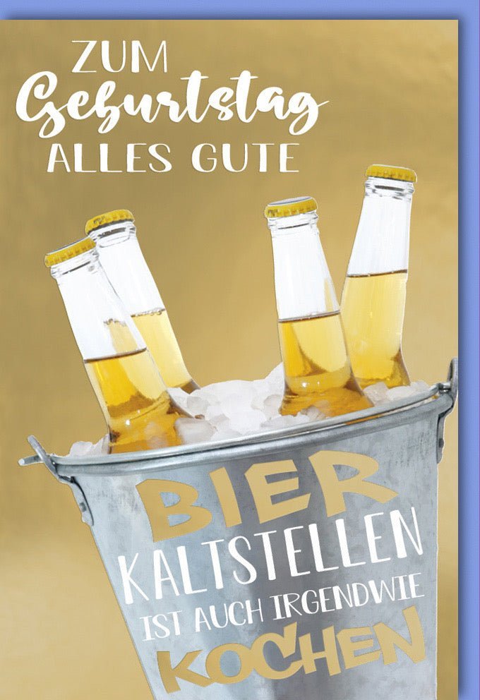 Geburtstagskarte für Männer – Lustiges Bier & Eiswürfel Design mit Humorvollen Sprüchen & Kühlfunktion, inklusive Kuvert & Folienprägung