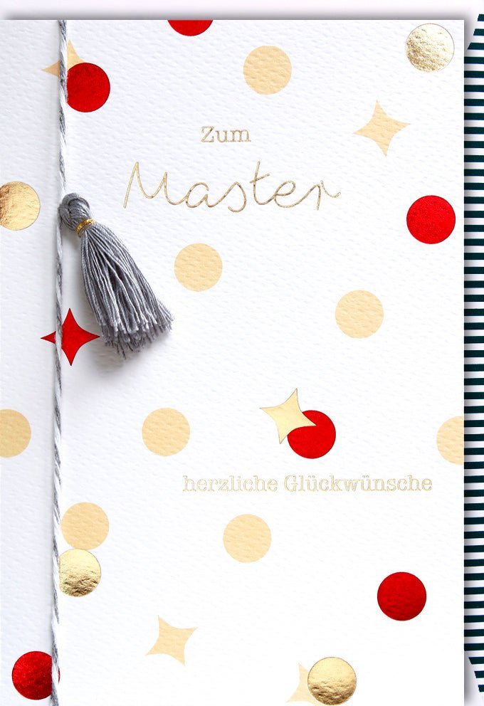 Masterprüfung Glückwunschkarte – Akademischer Erfolg & Abschlussfeier | Stilvolles Design mit Kuvert für Examensgratulation