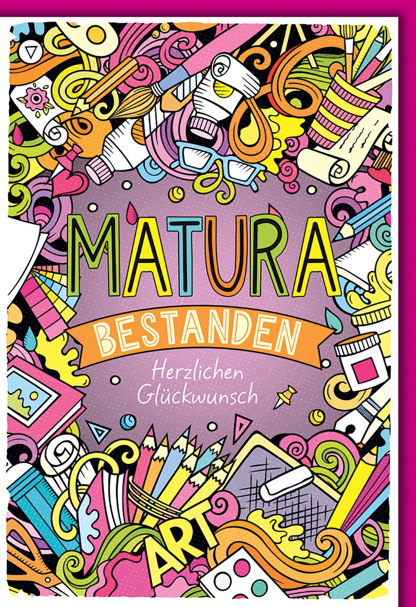 Maturakarte – Bunte, kreative Glückwünsche zur bestandenen Prüfung für junge Absolventen