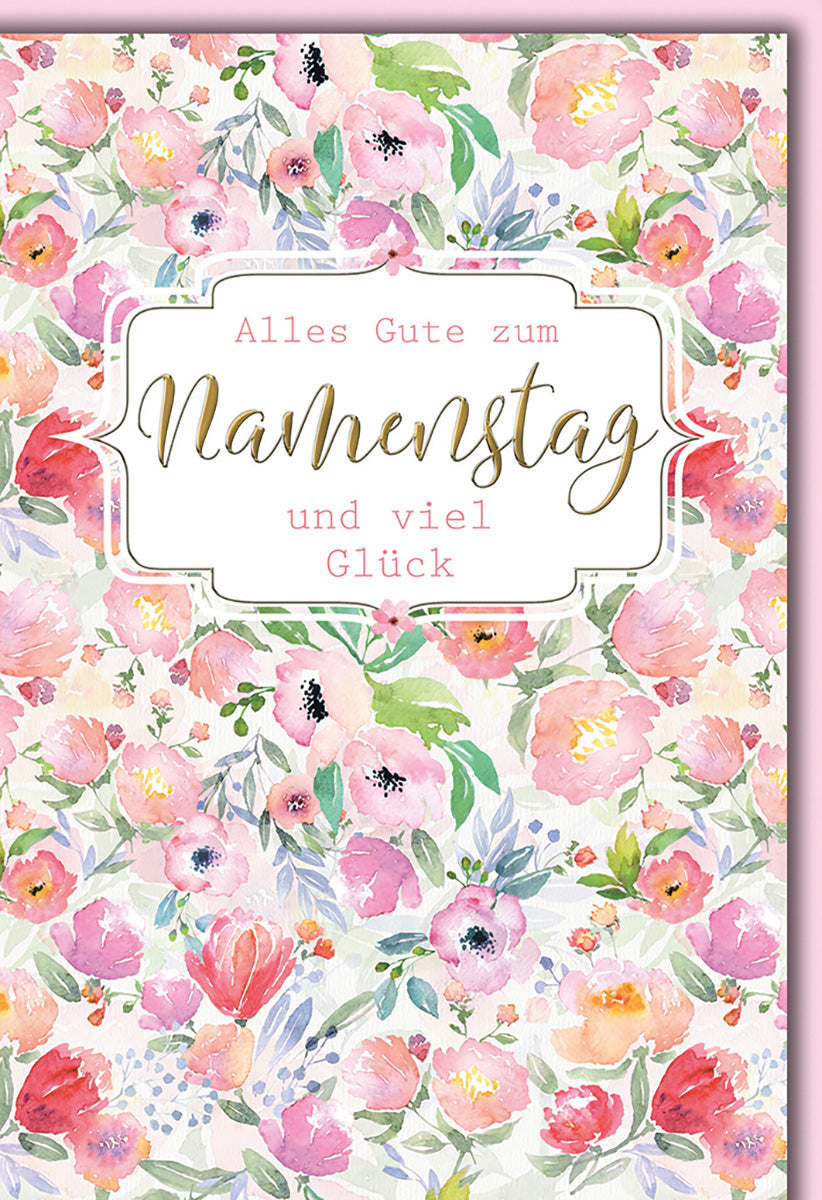 Namenstagskarte – Blumige Aquarellpracht in Pastelltönen für Glückwünsche voller Charme