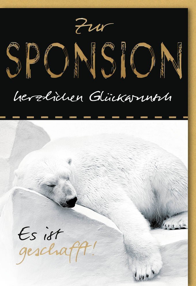 Prüfungsglückwunschkarte zum akademischen Erfolg – Eisbär-Motiv mit Folienprägung für Abschlussfeier & Sponsion
