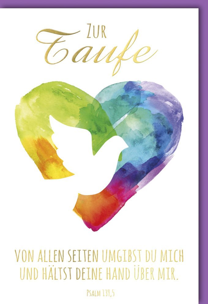 Taufkarte: Psalm 139,5 & Friedenstaube – Edle Glückwunschkarte für Tauffeier mit Naturkarton & Folienprägung