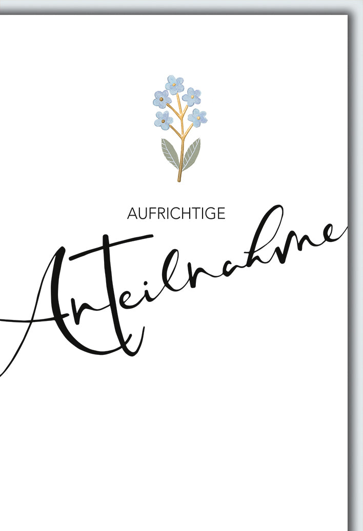 Trauerkarte Elegant: Zarte Vergissmeinnicht-Blume in Aquarell mit aufrichtiger Anteilnahme