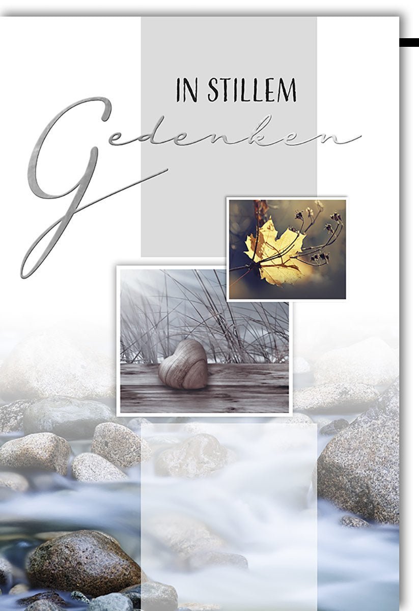 Trauerkarte "In stillem Gedenken" – Elegantes Naturdesign mit Folienprägung für einfühlsame Beileidsbekundung, inkl. Kuvert