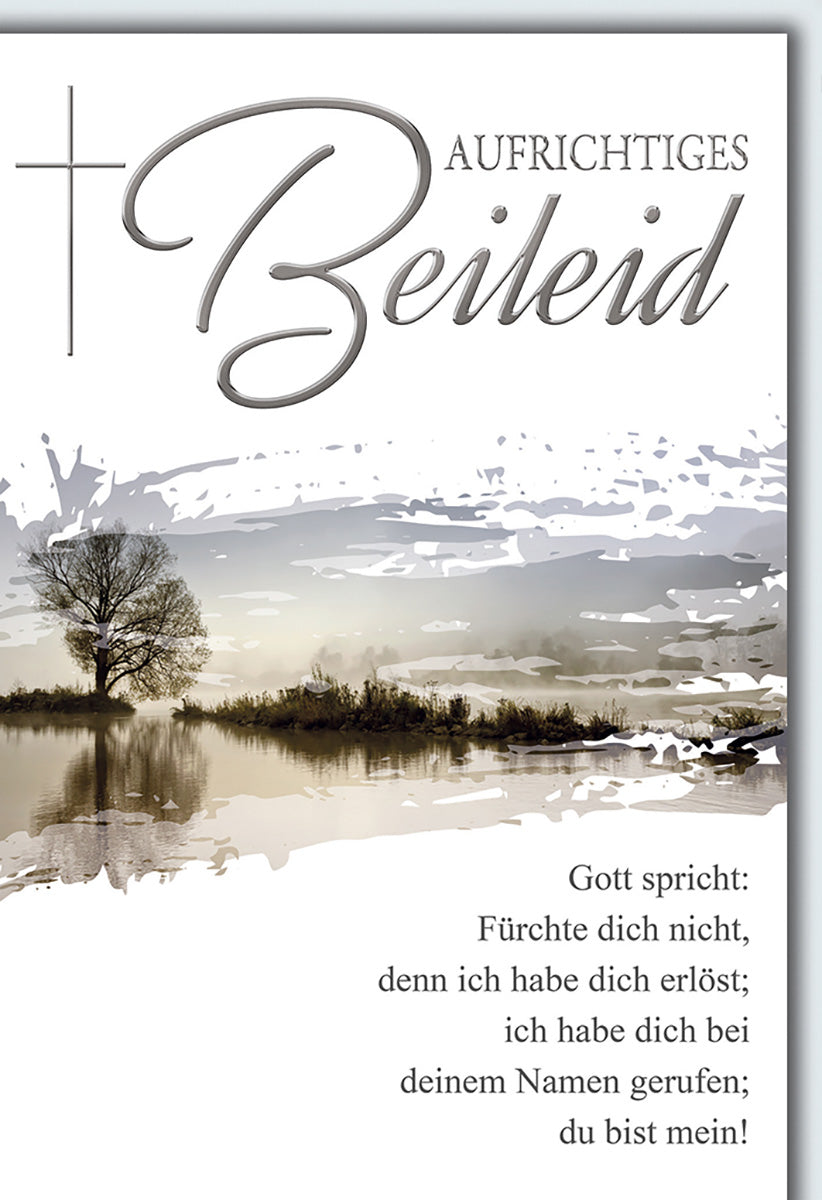 Trauerkarte mit Bibelzitat – Elegantes Design, Naturmotiv in sanften Farben, für einfühlsame Anteilnahme