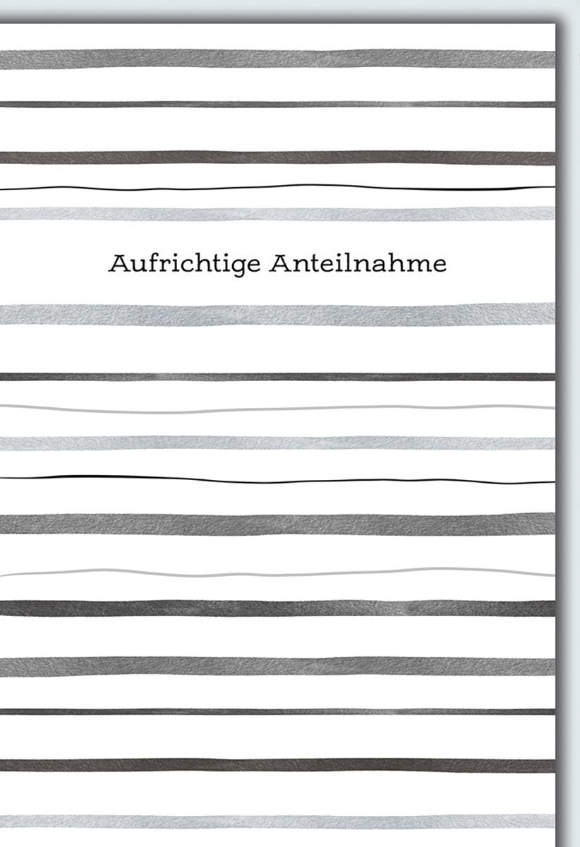 Trauerkarte mit Streifenmuster – Schlichtes Design in Schwarz-Weiß für stilvolle Anteilnahme