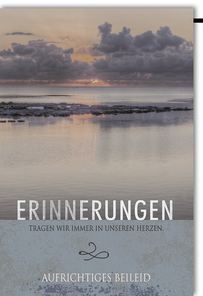 Trauerkarte – Sonnenuntergang & Meer mit Folienprägung | Stille Natur für Gedenken & Mitgefühl, inkl. Umschlag