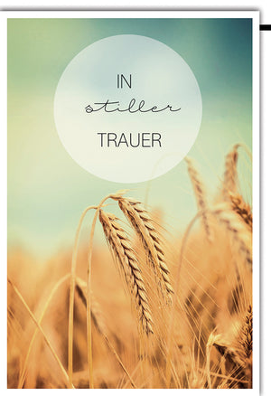 Trauerkarte Stiller Trauer: Goldene Weizenähren mit elegantem Farbverlauf