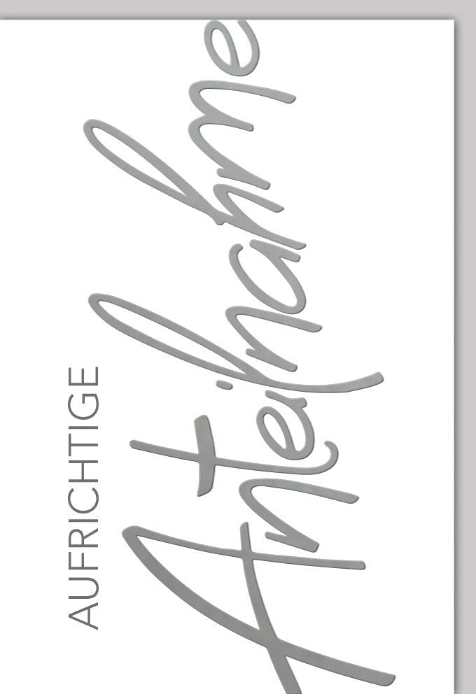 Trauerkarte - Elegante Beileidskarte in Weiß mit schlichtem Design & Folienprägung, "Aufrichtige Anteilnahme" mit Kuvert