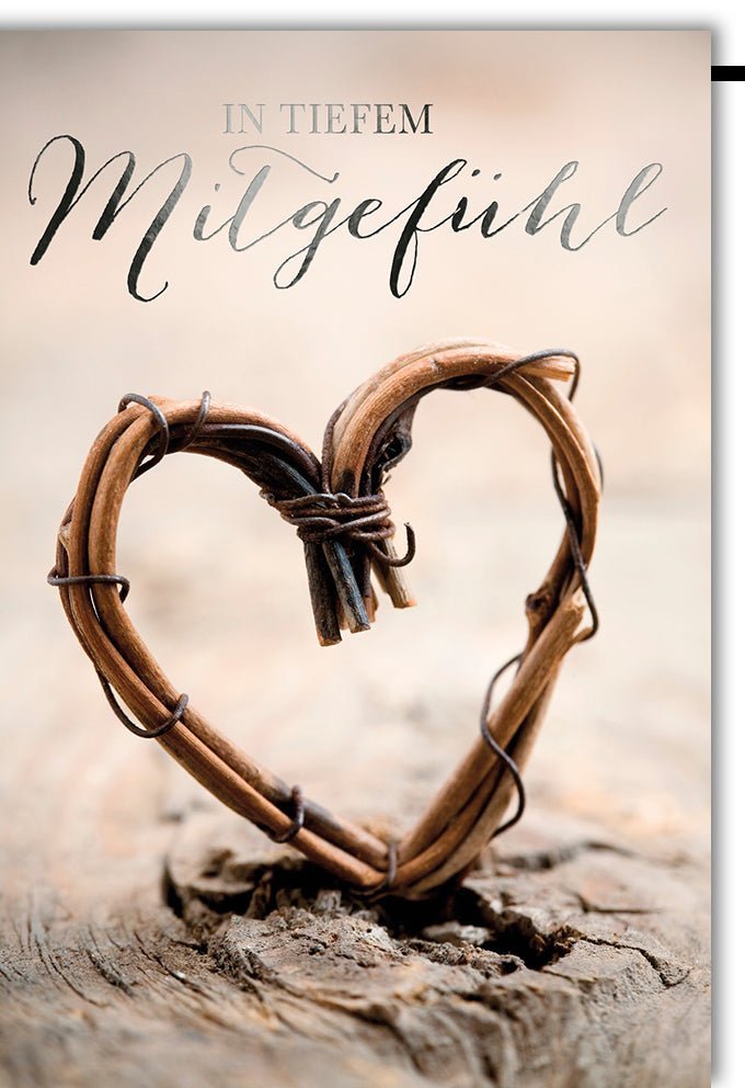 Trauerkarte "In tiefem Mitgefühl" – Elegantes Design mit Folienprägung für herzliche Anteilnahme & Trost, inkl. Kuvert