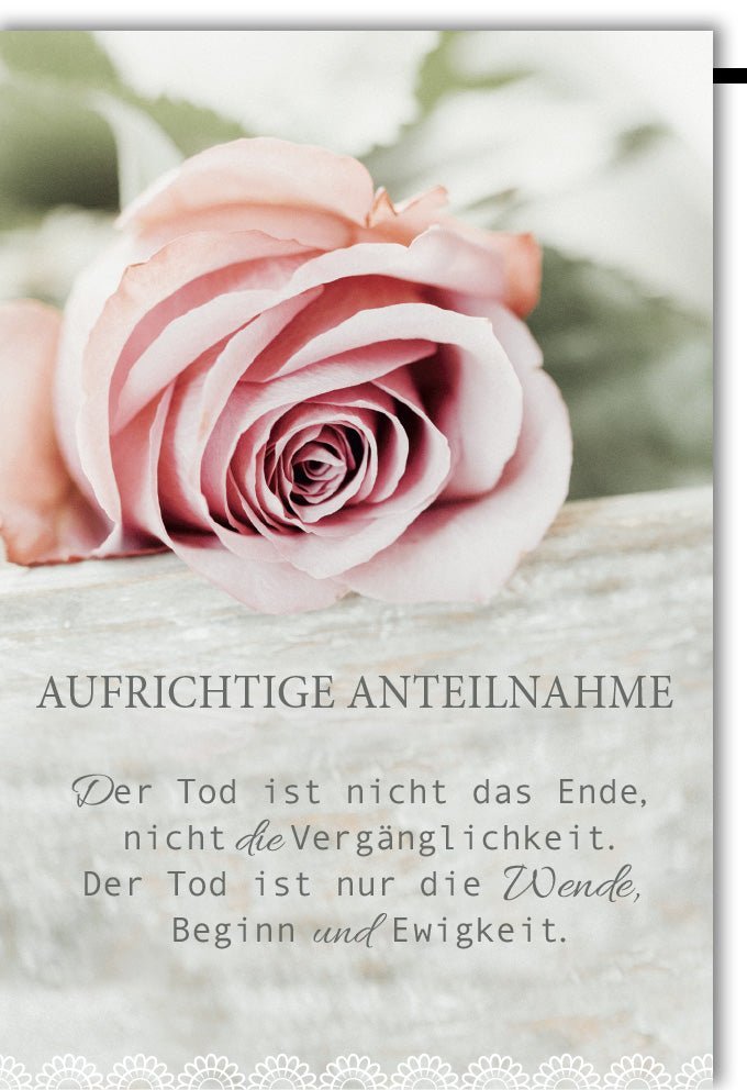 Trauerkarte mit tröstendem Spruch & stilvollem Rosa Design für Abschied, Beerdigung & Mitgefühl – inkl. Kuvert