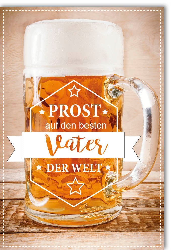 Vatertagskarte – "Prost auf den besten Vater der Welt" – Herzliche Grußkarte mit Bierkrug-Motiv & Kuvert