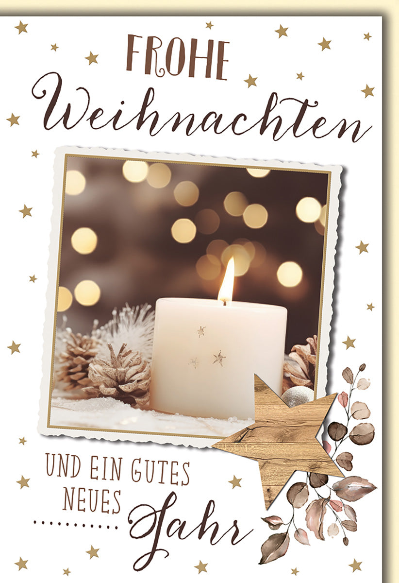 Weihnachtskarte mit Kerzenmotiv – Elegantes Design in warmen Tönen, ideal für besinnliche Grüße