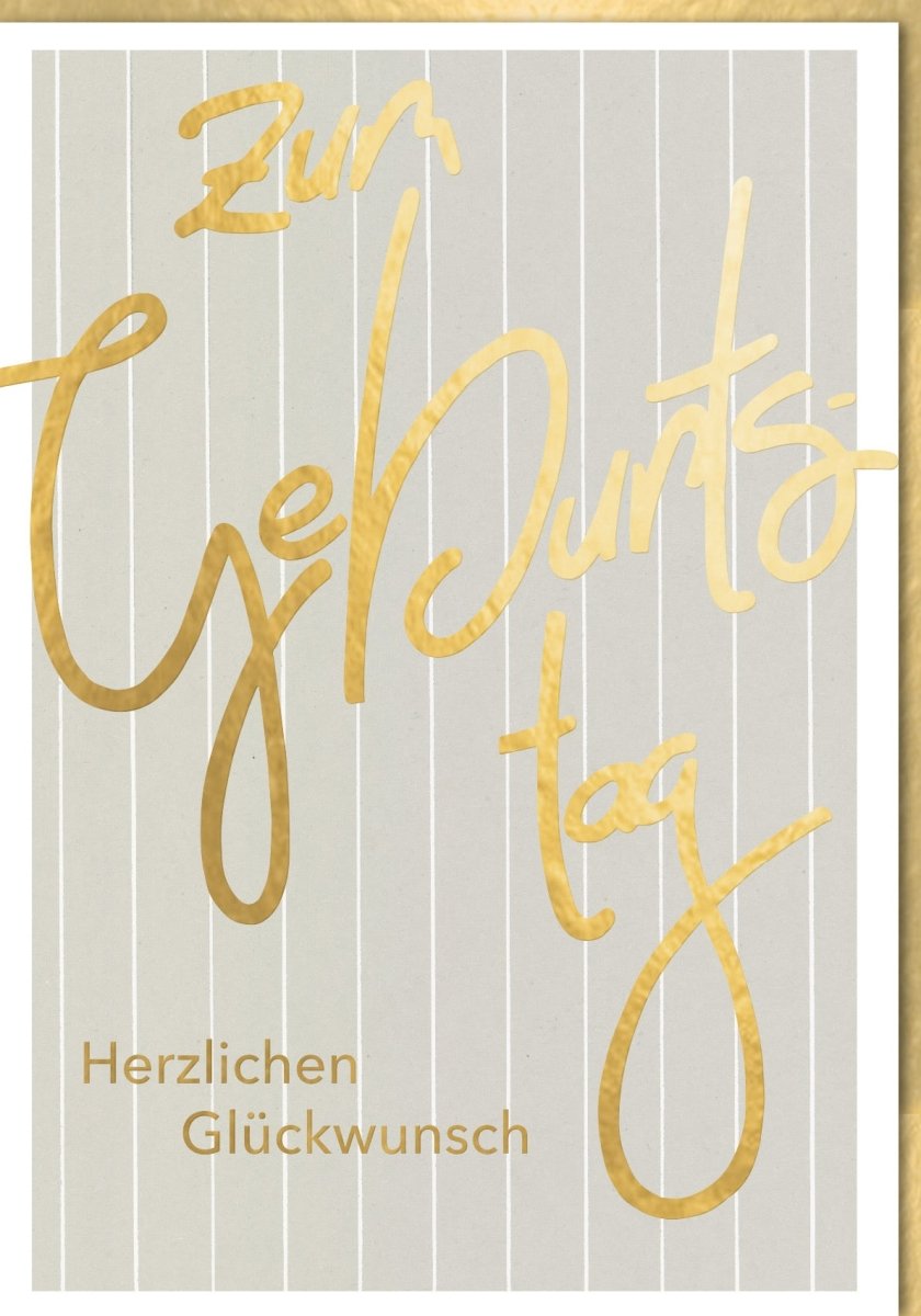 XXL Geburtstagskarte A4 – Elegante Streifen & Goldschrift mit Folienprägung für besondere Anlässe, inkl. Kuvert