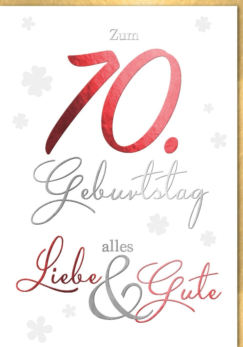 70. Geburtstagskarte – Elegante Glückwünsche mit Folienprägung und Kuvert für ein erfülltes Lebensjahr